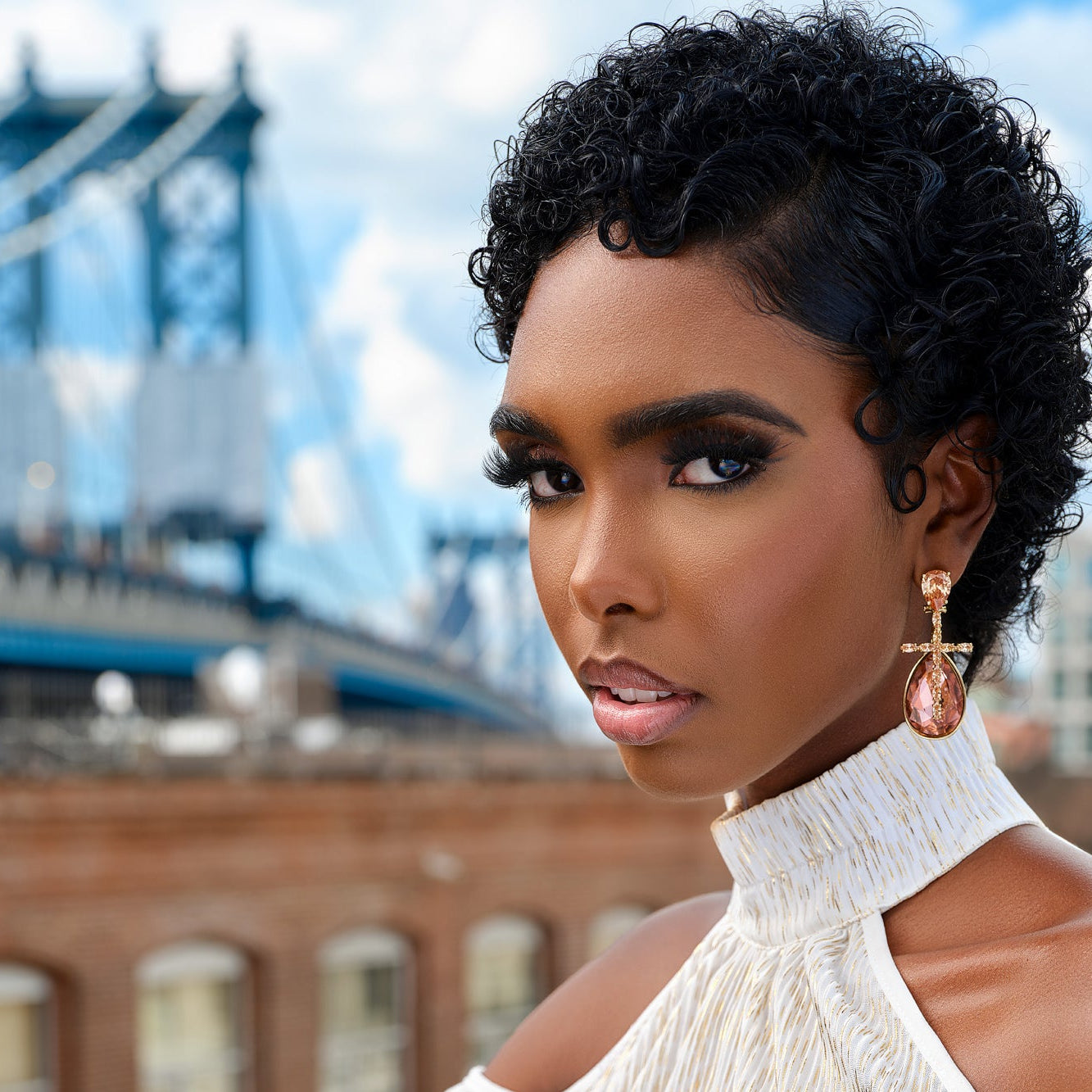 Rose Gold Drop Statement Earrings