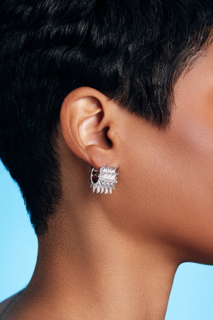 Krista Silver Plated Huggie Statement Earrings Styled