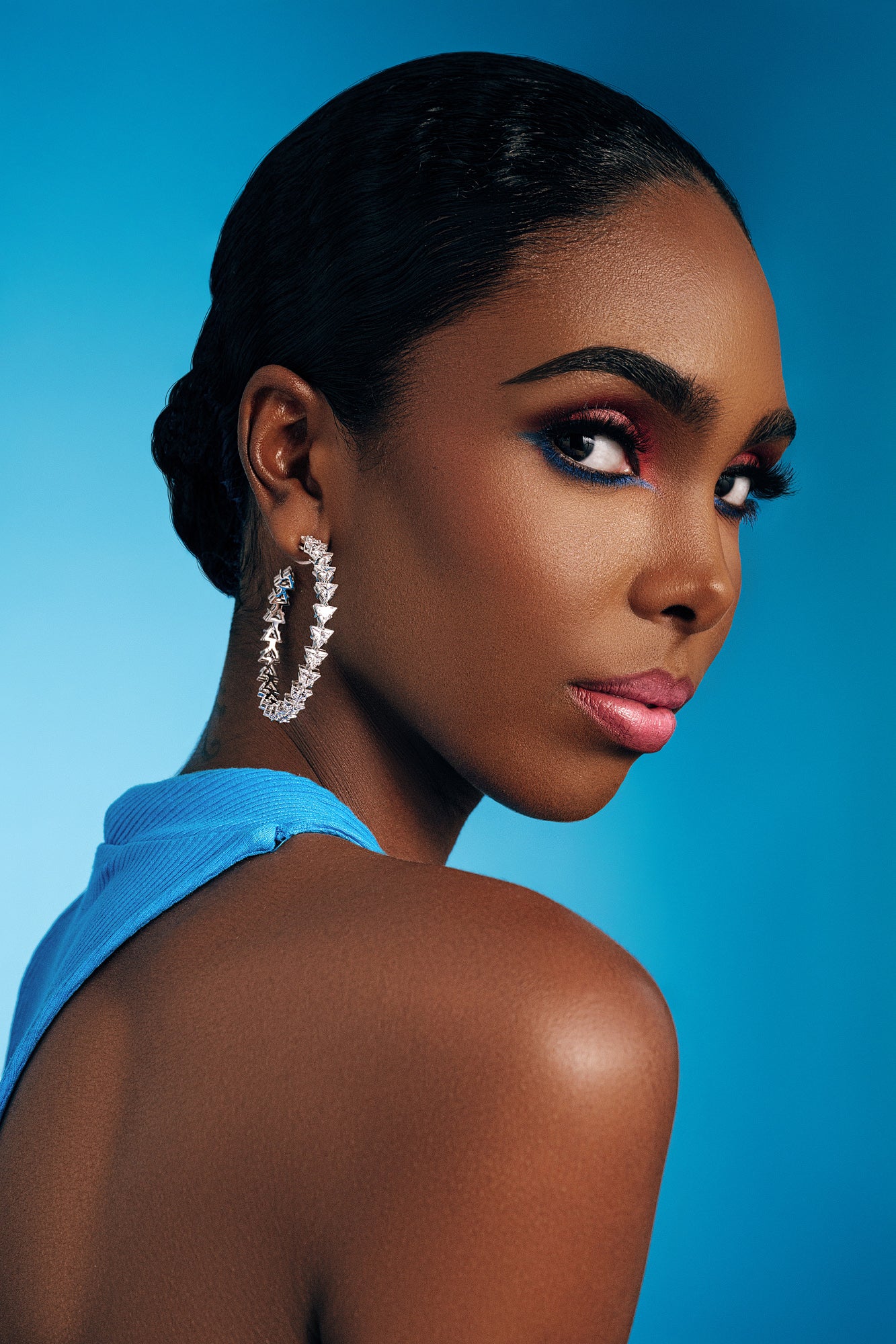 Pyramid Wide Hoop Earrings