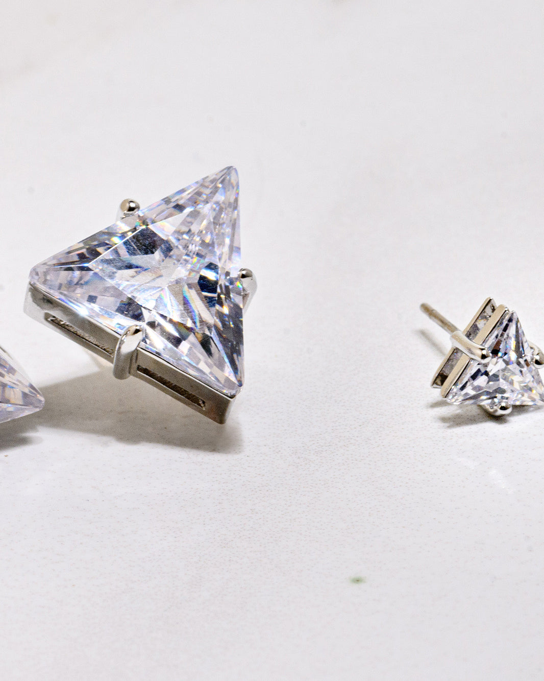 Silver and Cubic Zirconia Statement Stud Earrings