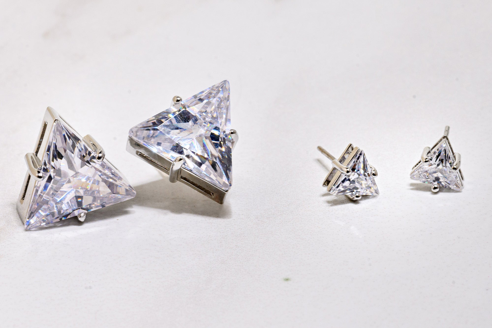 Silver and Cubic Zirconia Statement Stud Earrings