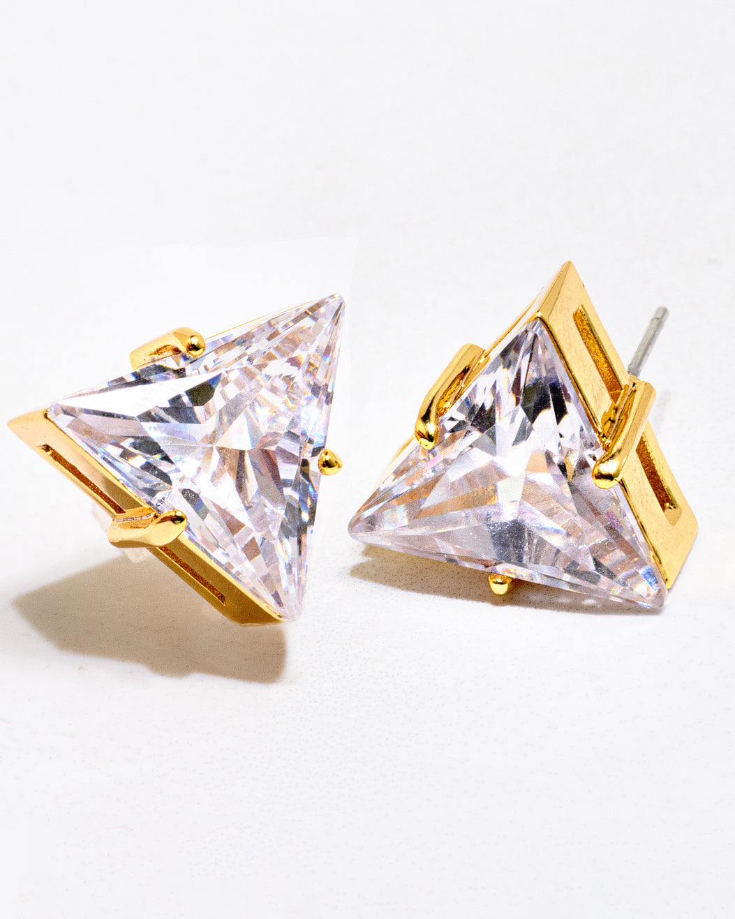 Large Gold and Cubic Zirconia Statement Stud Earrings