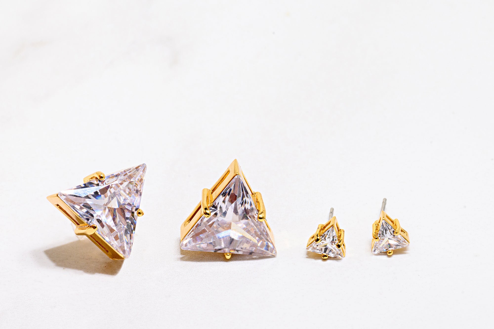 Gold and Cubic Zirconia Statement Stud Earrings