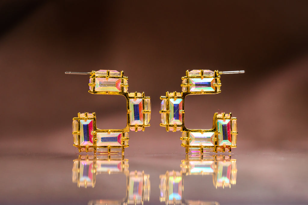 Cubic Zirconia Gold Statement Hoop Earrings
