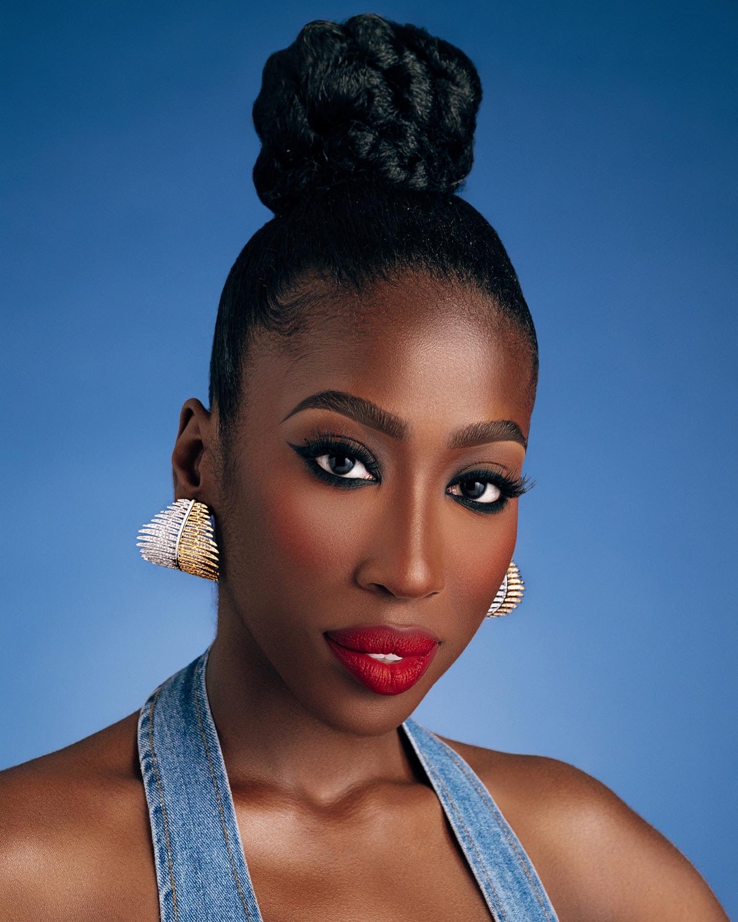 Palmier Leaf Crystal Statement Earrings Two-Toned Plated XL