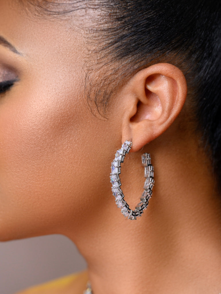 Victoria large diamond hoop earrings 