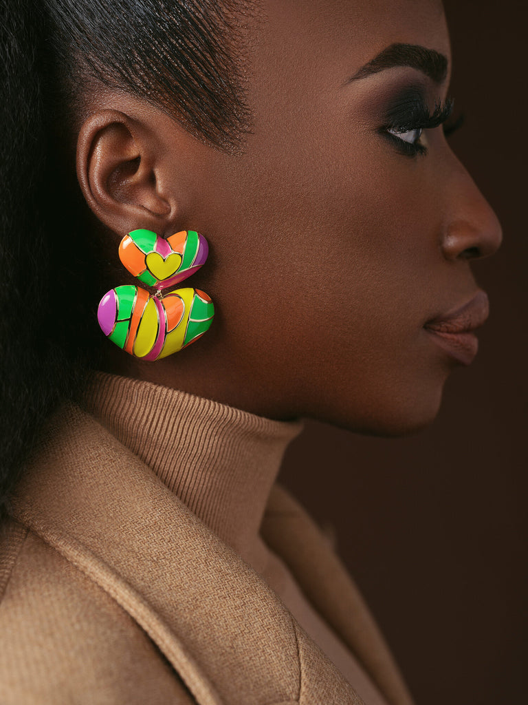 Hope Colorful Statement Heart Earrings