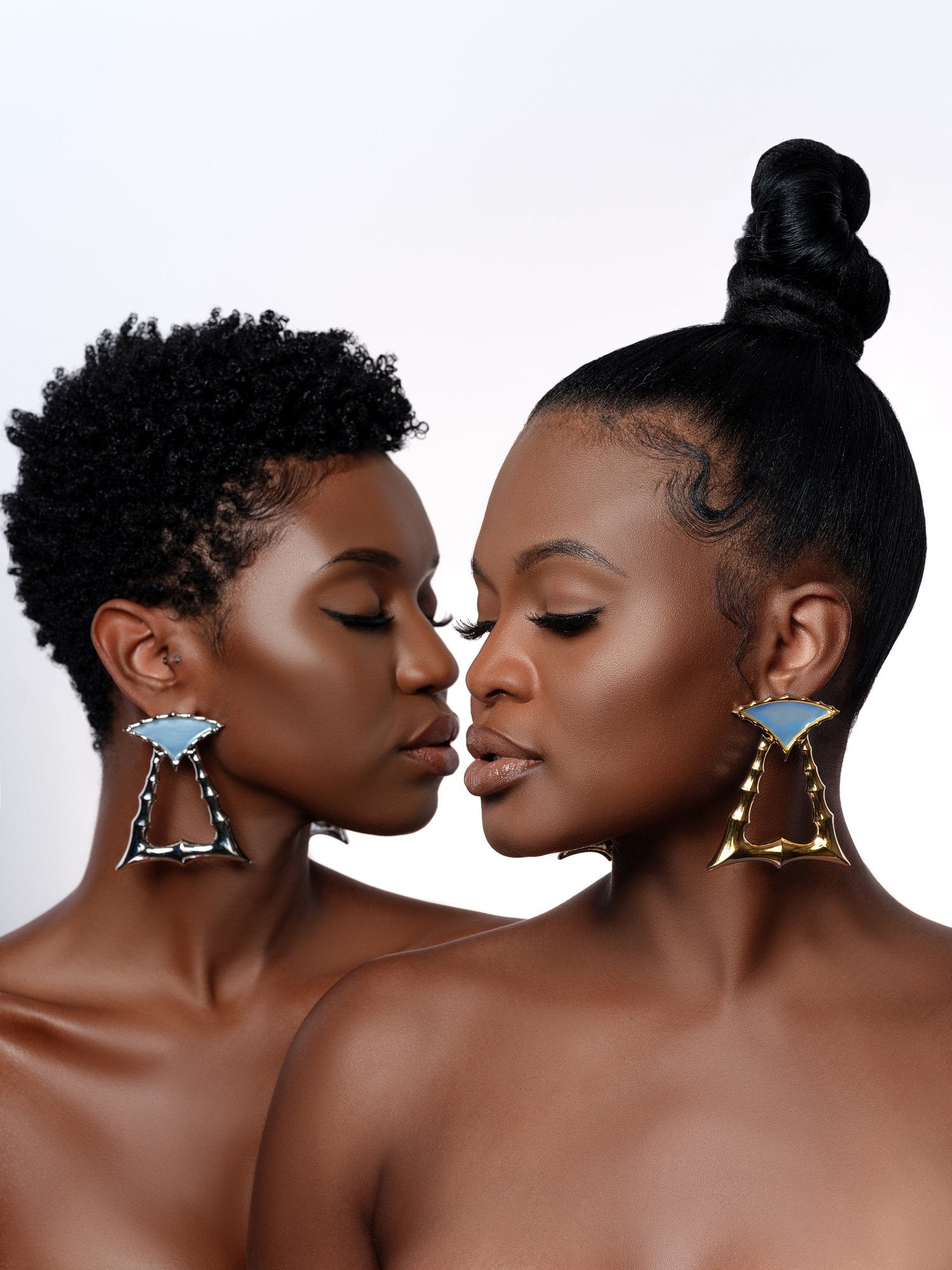 Gold or Silver Bamboo DoorKnocker Earrings Styled