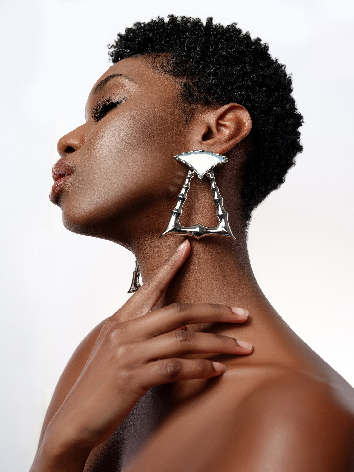 Silver Bamboo DoorKnocker Earrings Styled