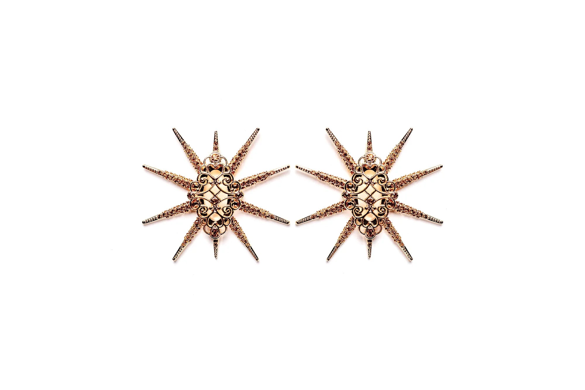 Star Studded Starbust Statement Gold Drop Earrings