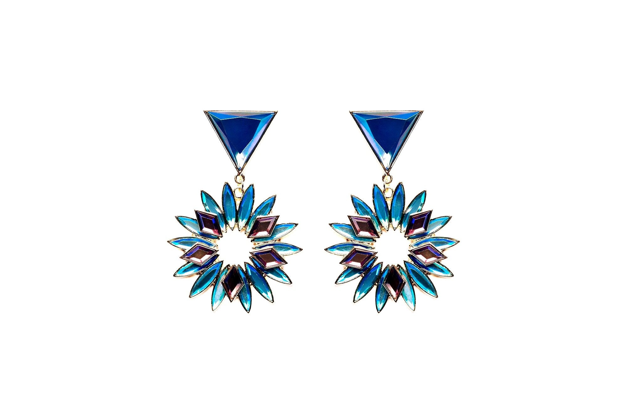 Woo Star - Blue Chandelier Drop Earrings