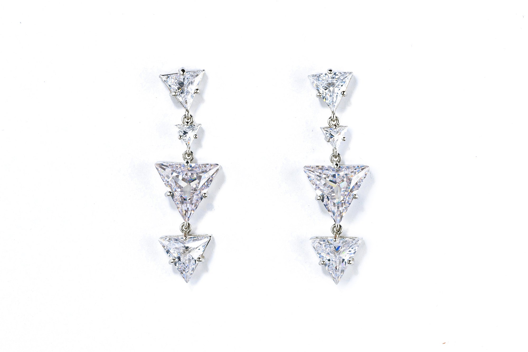 Cubic Zirconia Pyramid Drop Earrings - Statement Jewelry