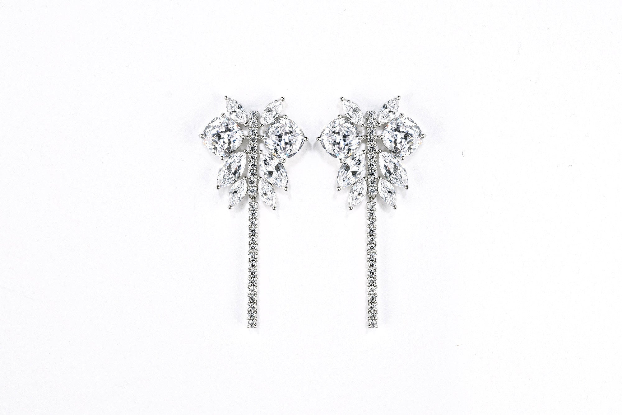 Ptera Statement Earring - Crystal Drop Earrings Silver