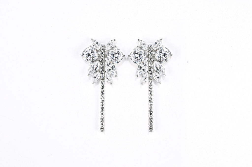 Ptera Statement Earring - Crystal Drop Earrings Silver