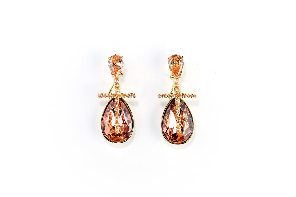 Lisa Rose Gold Crystal Drop Earrings
