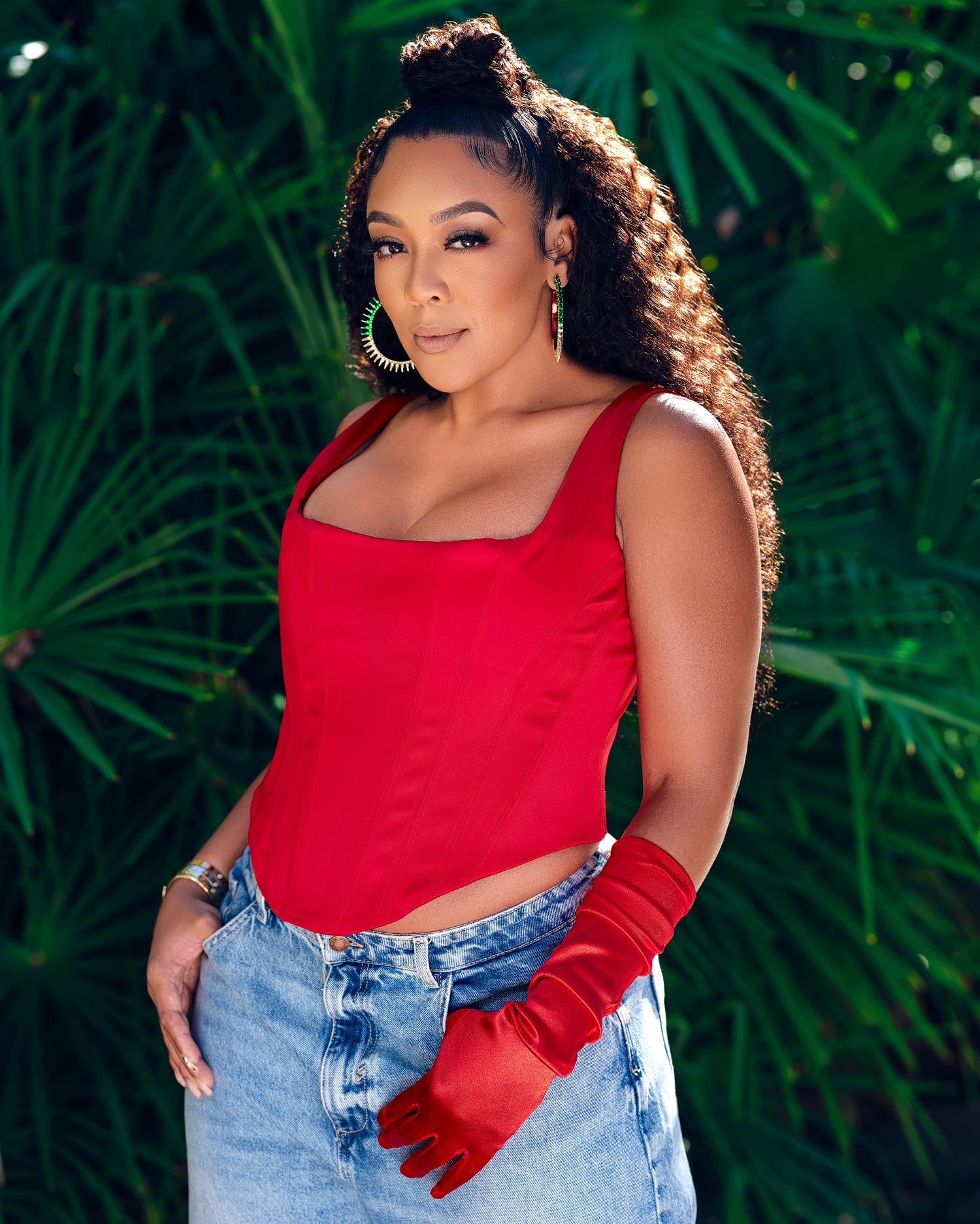 Marley Spike Large Gold Crystal Hoop Statement Earrings - Khadeen Ellis Hoops 2