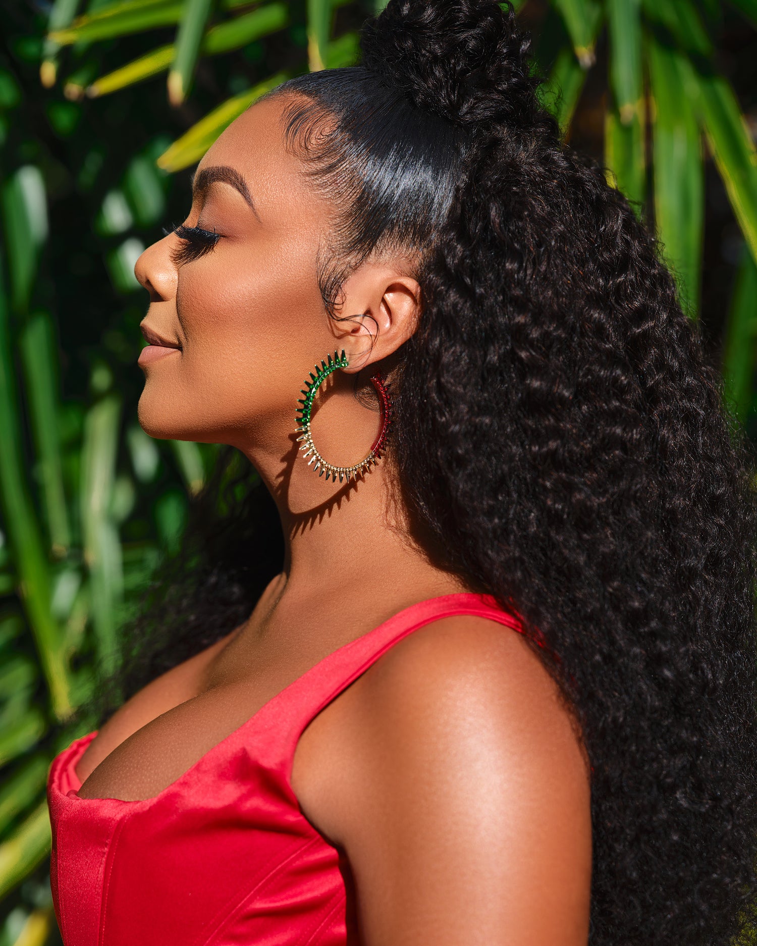 Marley Spike Large Gold Crystal Hoop Statement Earrings - Khadeen Ellis Hoops