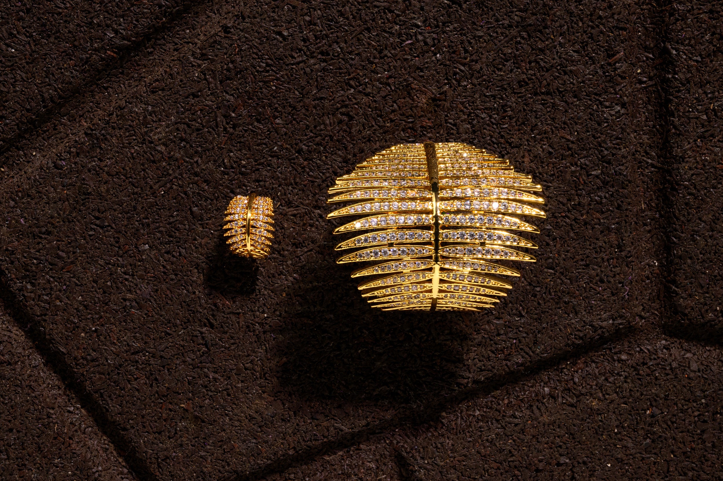 Palmier Leaf Crystal Statement Earrings Gold Plated XL and Petite Size