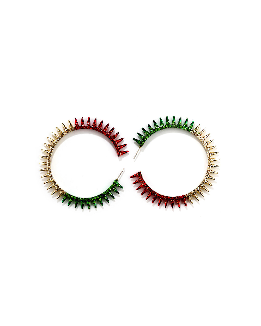 Marley Spike Large Gold Crystal Hoop Statement Earrings - Detail