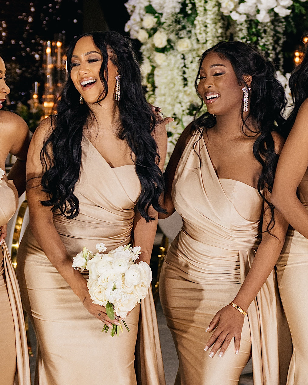 Cubic Zirconia Silver Drop Bridal Chandelier Earrings - Porsha Williams Bridesmaids 2