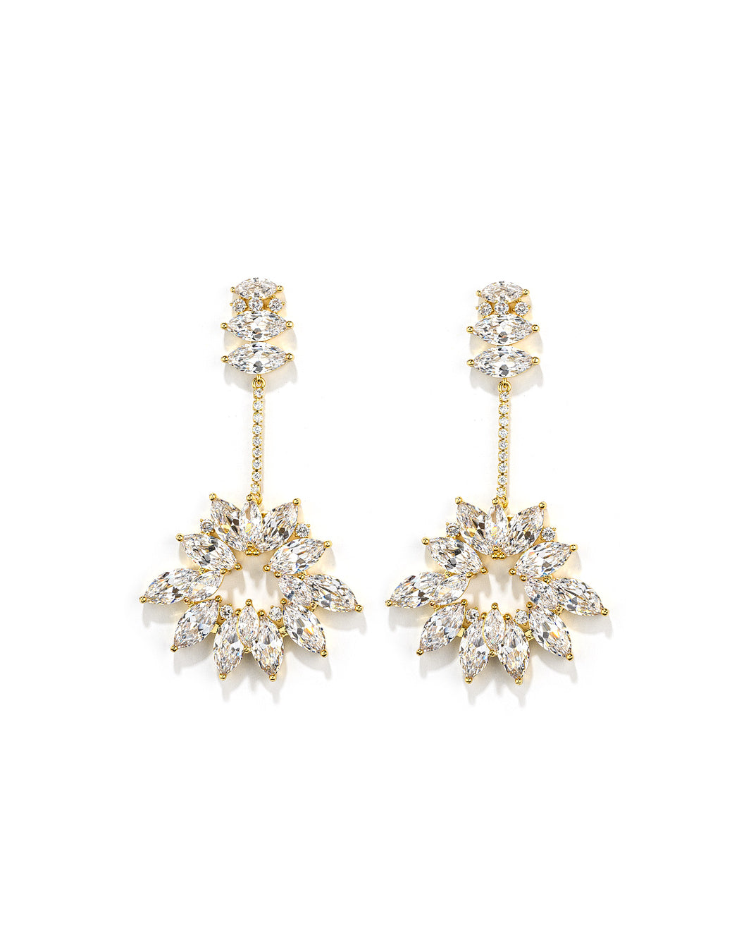 Sika Crystal Diamond Gold Chandelier Earrings