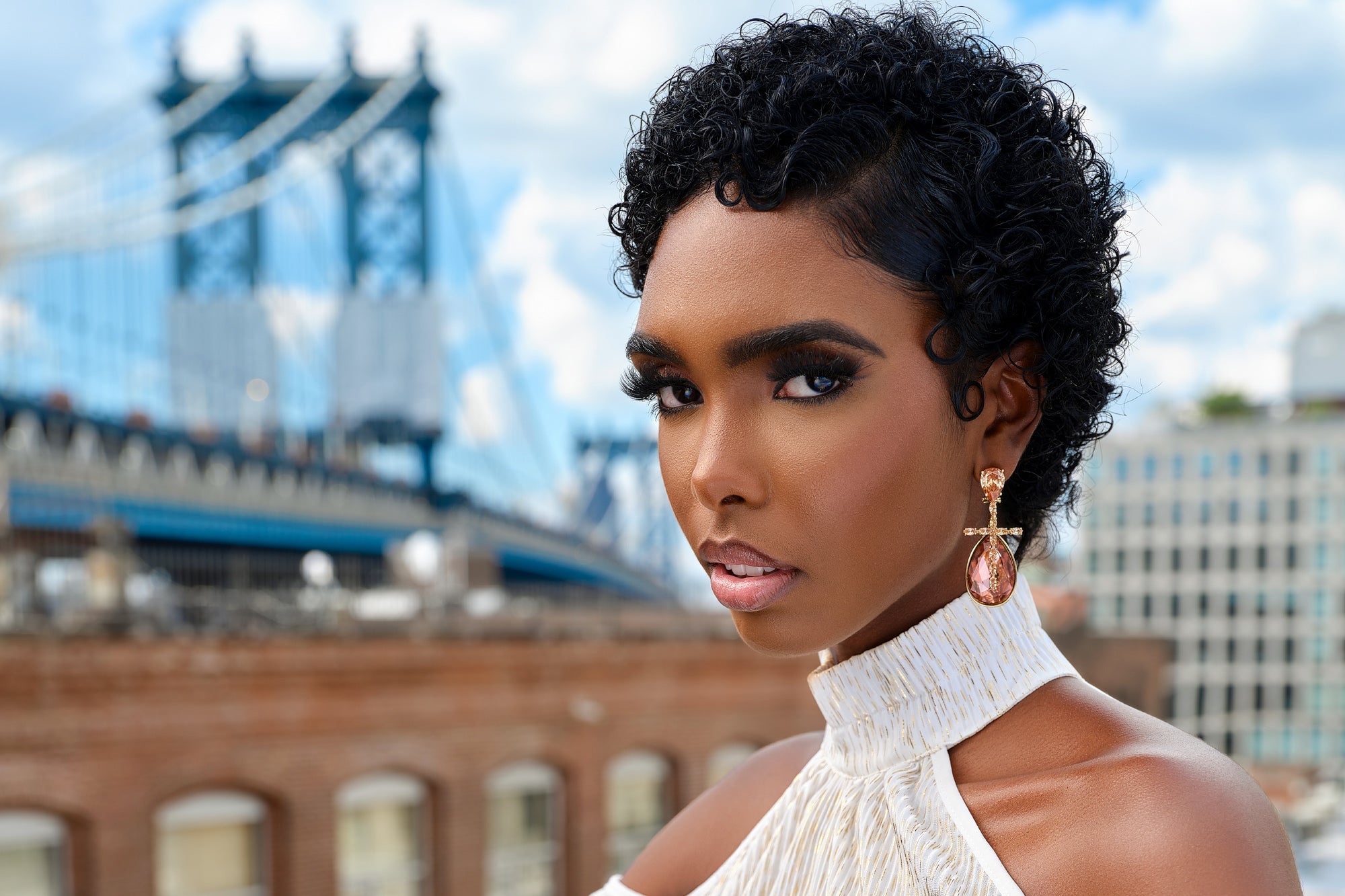 Rose Gold Drop Statement Earrings