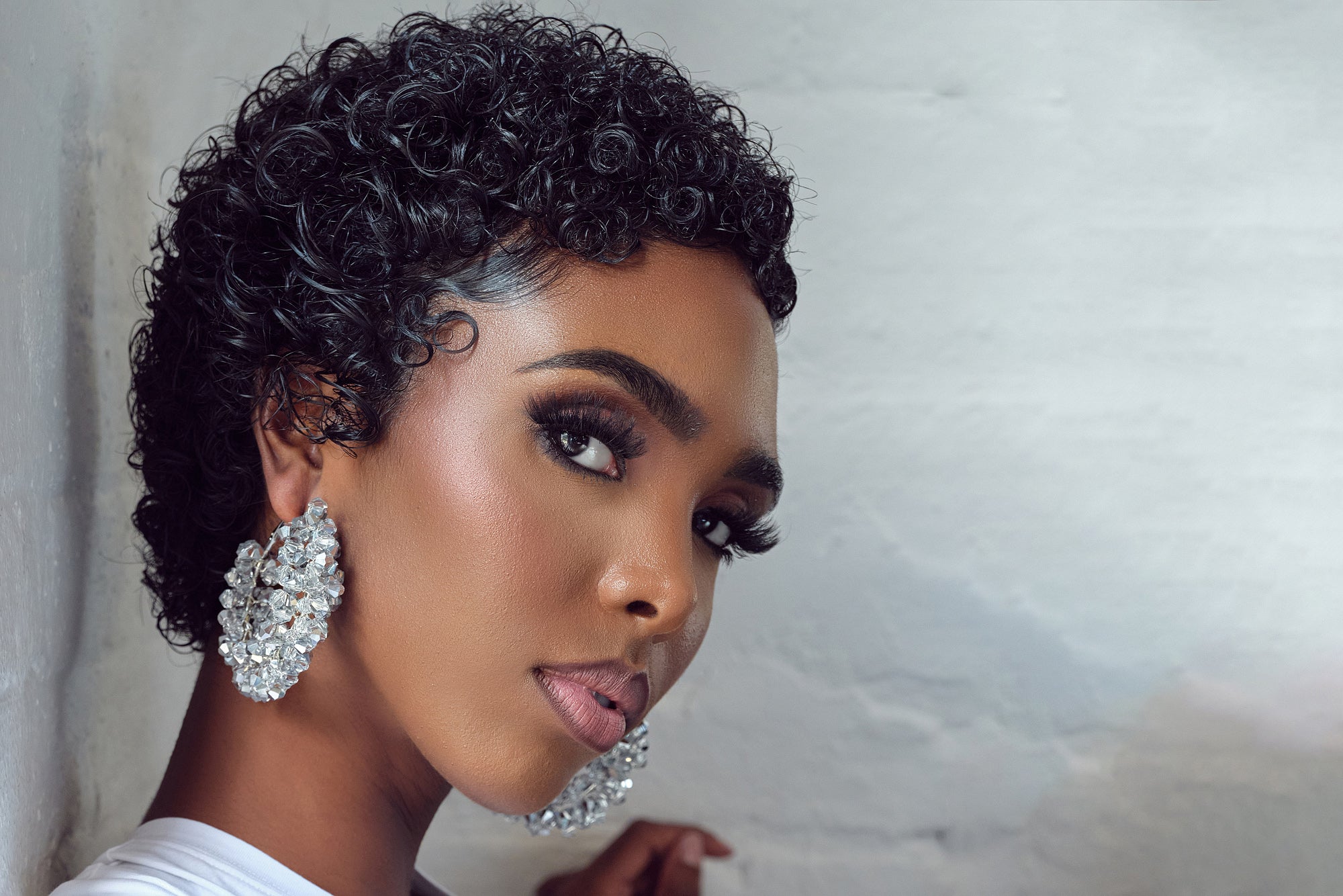 Crystal Diamond Handmade Jewelry Beaded Hoop Earrings