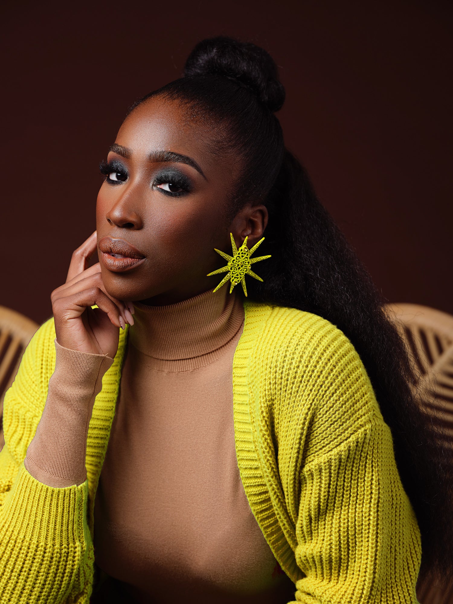 Star Studded Kay Starbust Yellow Statement Drop Earrings