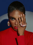 Colorful Rose Gold Hoop Earrings with Crystals