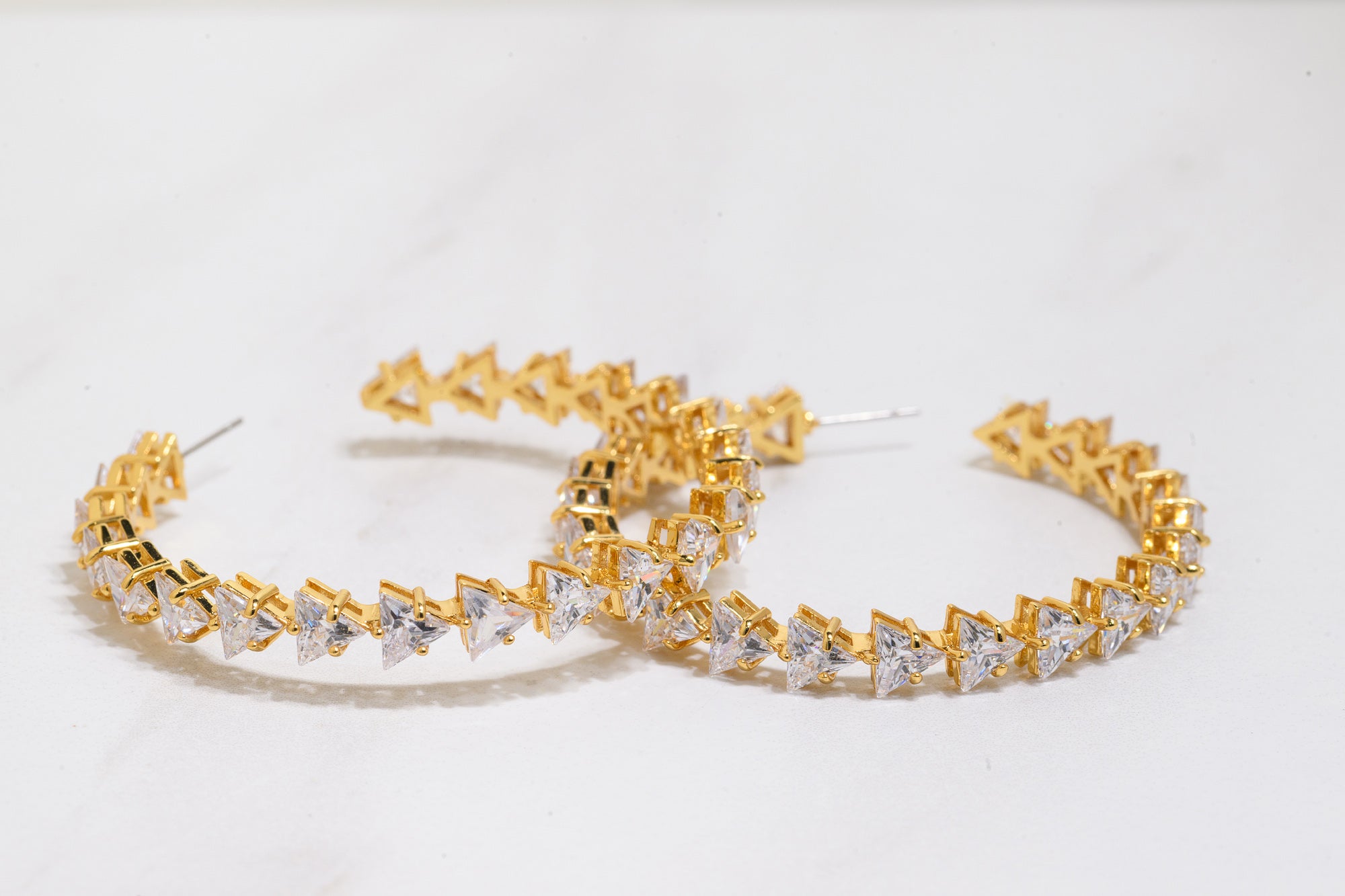 Large Gold Cubic Zirconia Hoop Earring