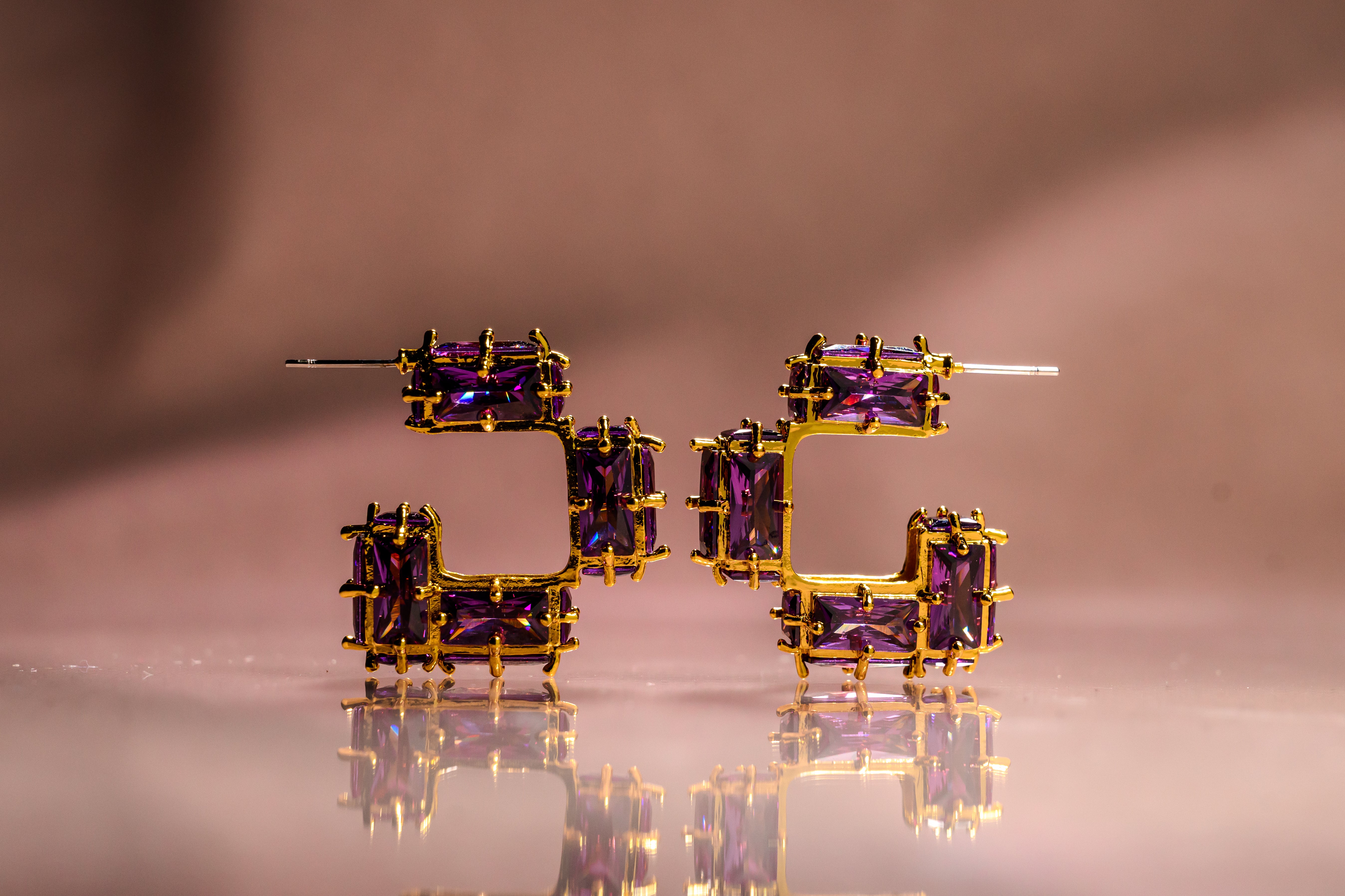 Cubic Zirconia Chunks Earrings