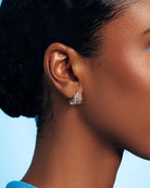 Palmier Leaf Crystal Statement Earrings Two-Toned Petite