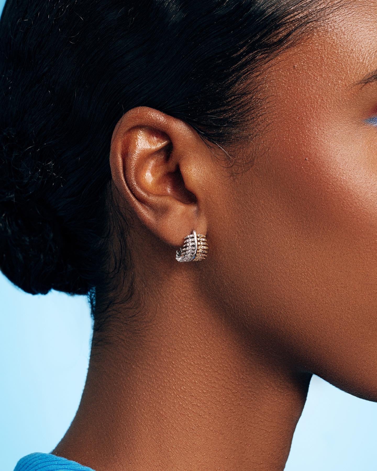 Palmier Leaf Crystal Statement Earrings Two-Toned Petite