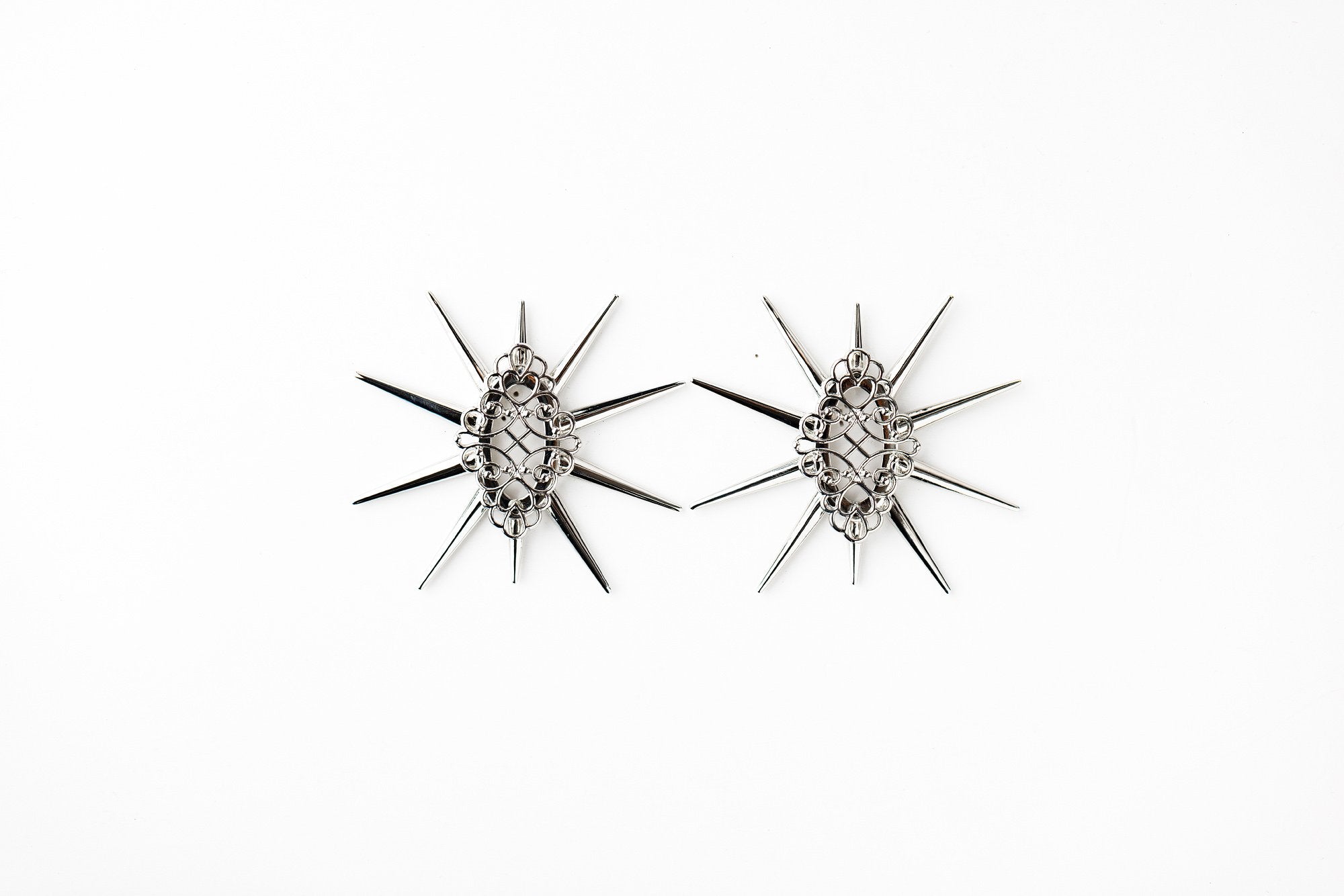 Star Studded Starbust Statement Silver Drop Earrings Styled