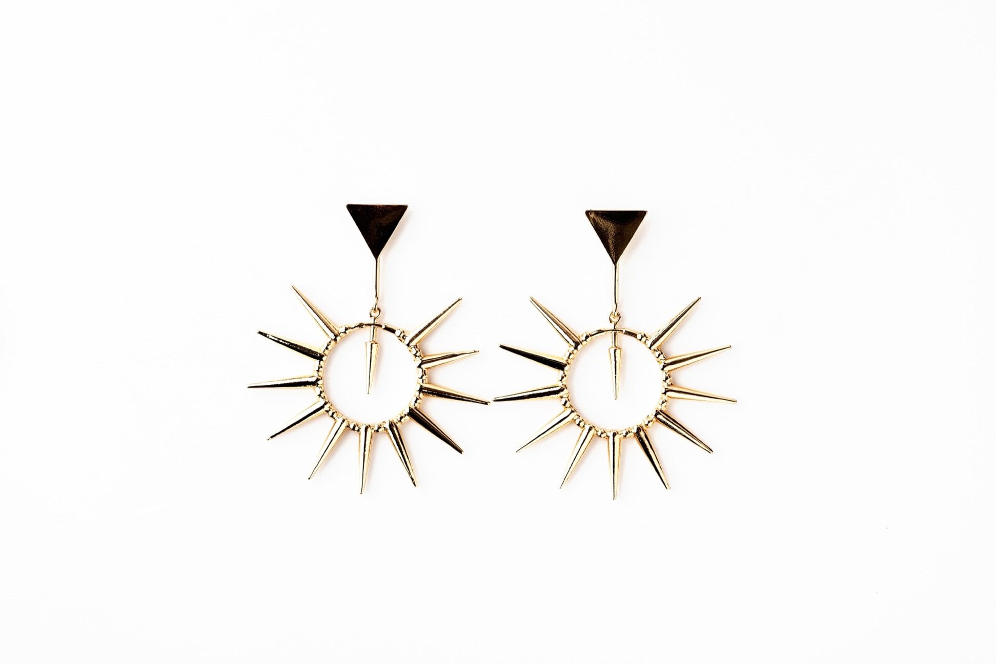 18k Gold-Plated Spiked Hoop Drop Earrings