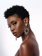 Glitzy Rebel Spiked Silver Crystal Drop Earrings Styled