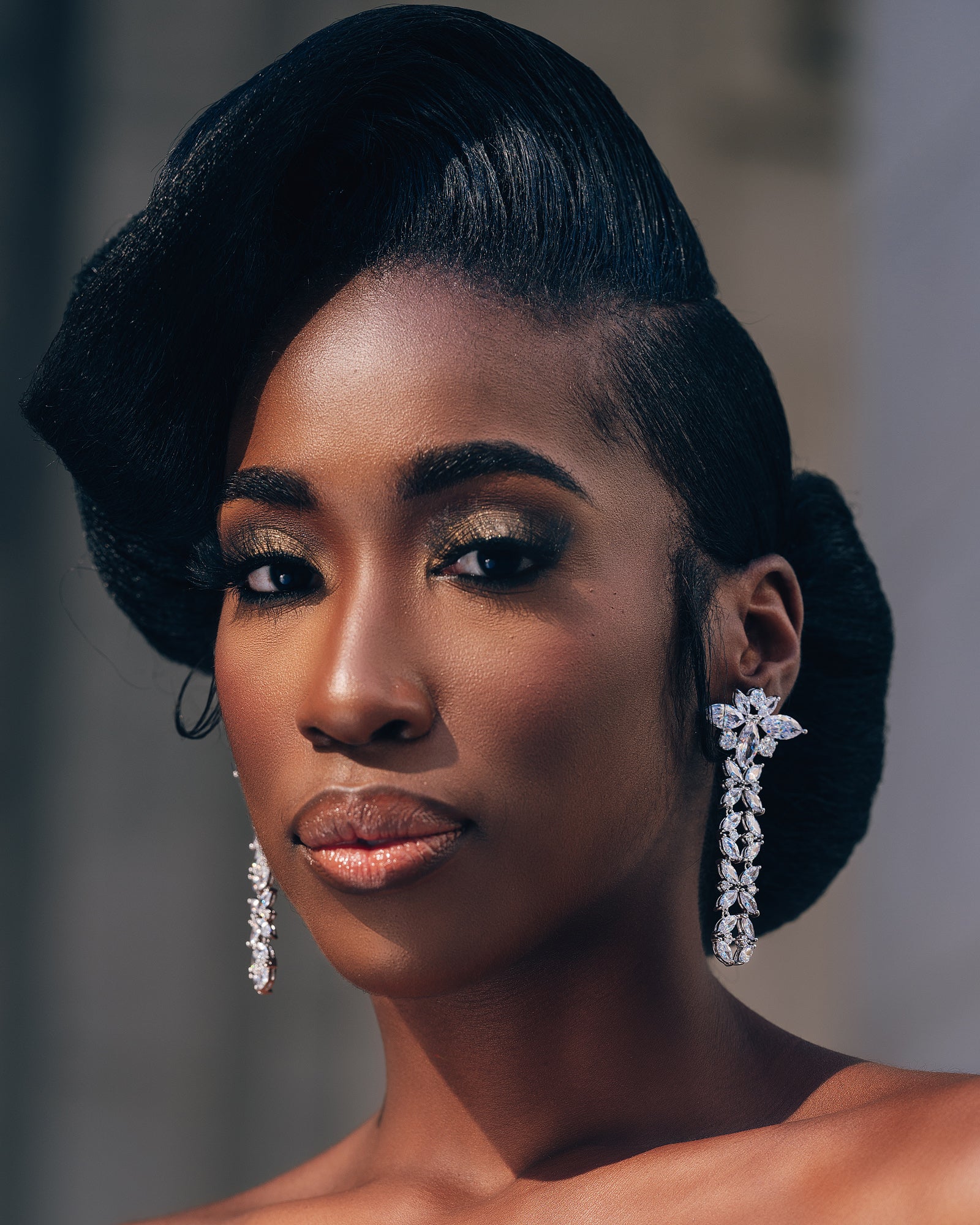 Cubic Zirconia Silver Drop Bridal Chandelier Earrings 