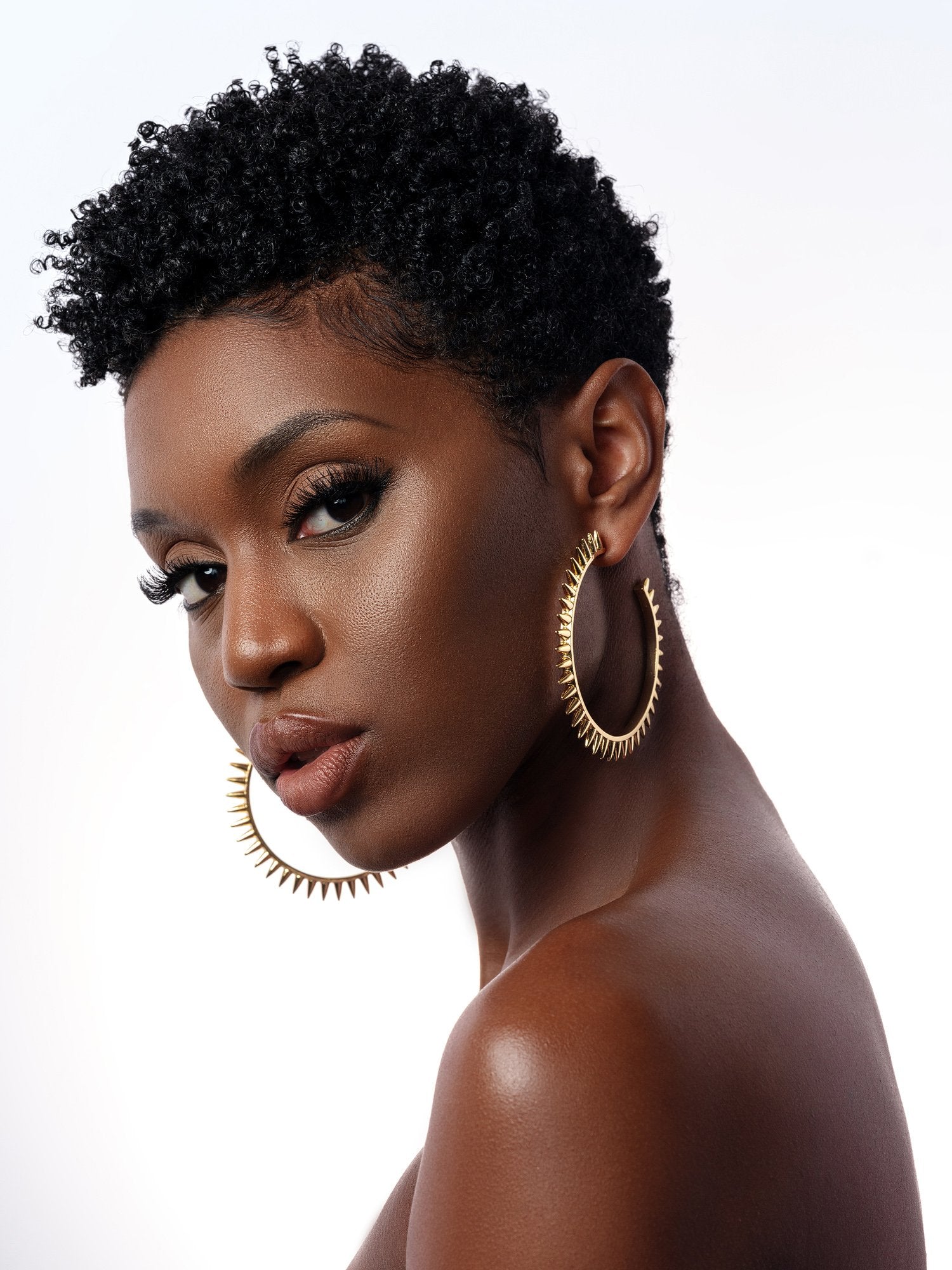 Spiked 18k Gold Plated Statement Earrings