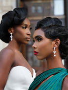 Cubic Zirconia Pyramid Drop Earrings - Wedding Jewelry