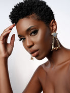 Gold Bamboo DoorKnocker Earrings styled