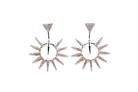 Glitzy Rebel Spiked Silver Crystal Drop Earrings