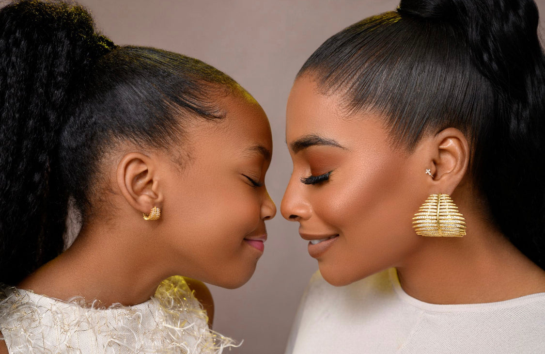 Palmier Leaf Crystal Statement Earrings Gold Plated XL and Petite