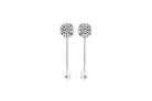 So Kay Diamond Pearl Silver Drop Bridal Earrings
