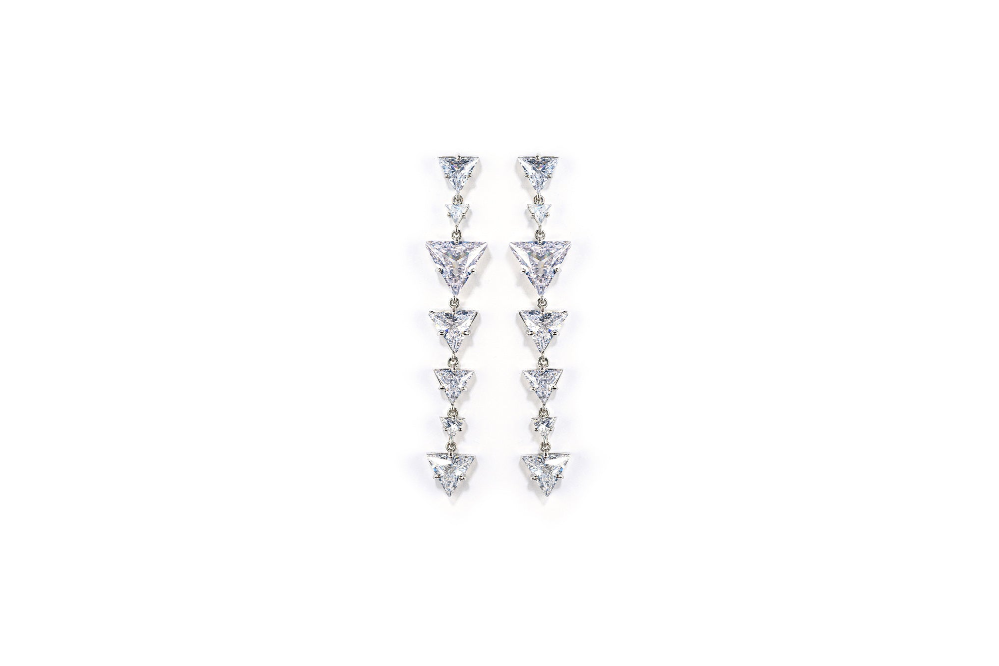 Drop It Diamond Dangle Drop Silver Bridal Statement Earrings 
