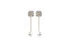 So Kay Diamond Pearl Gold Drop Bridal Earrings