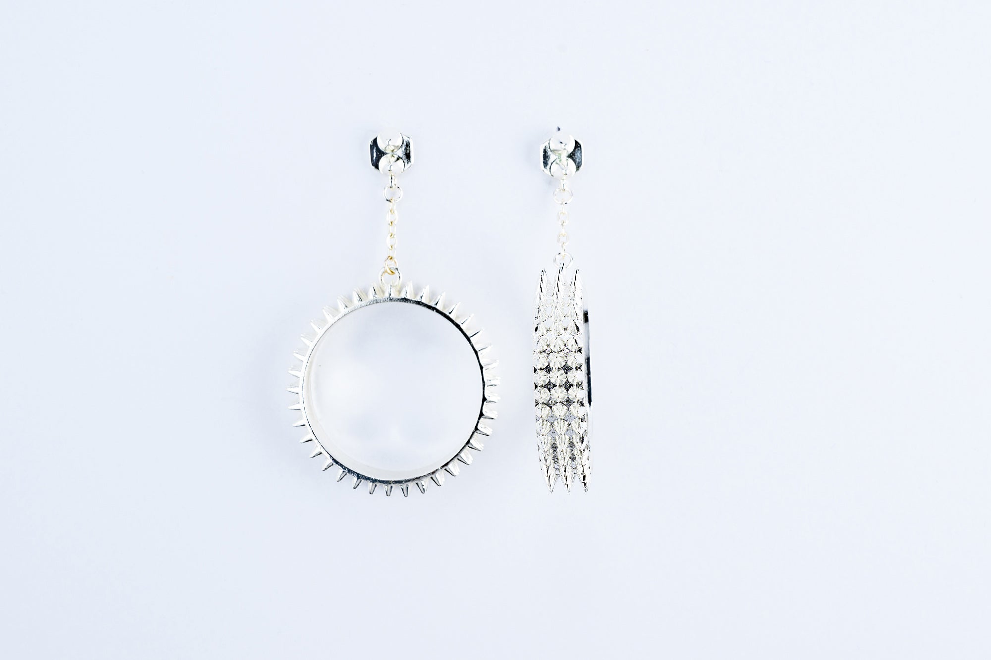 Uprising Spike Silver Plate Hoop Earrings