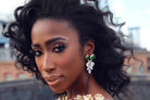 Statement Earrings - Emerald Gold Crystal Cluster Drop Earrings