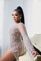 So Kay Diamond Pearl Silver Drop Bridal Earrings - Khadeen Ellis