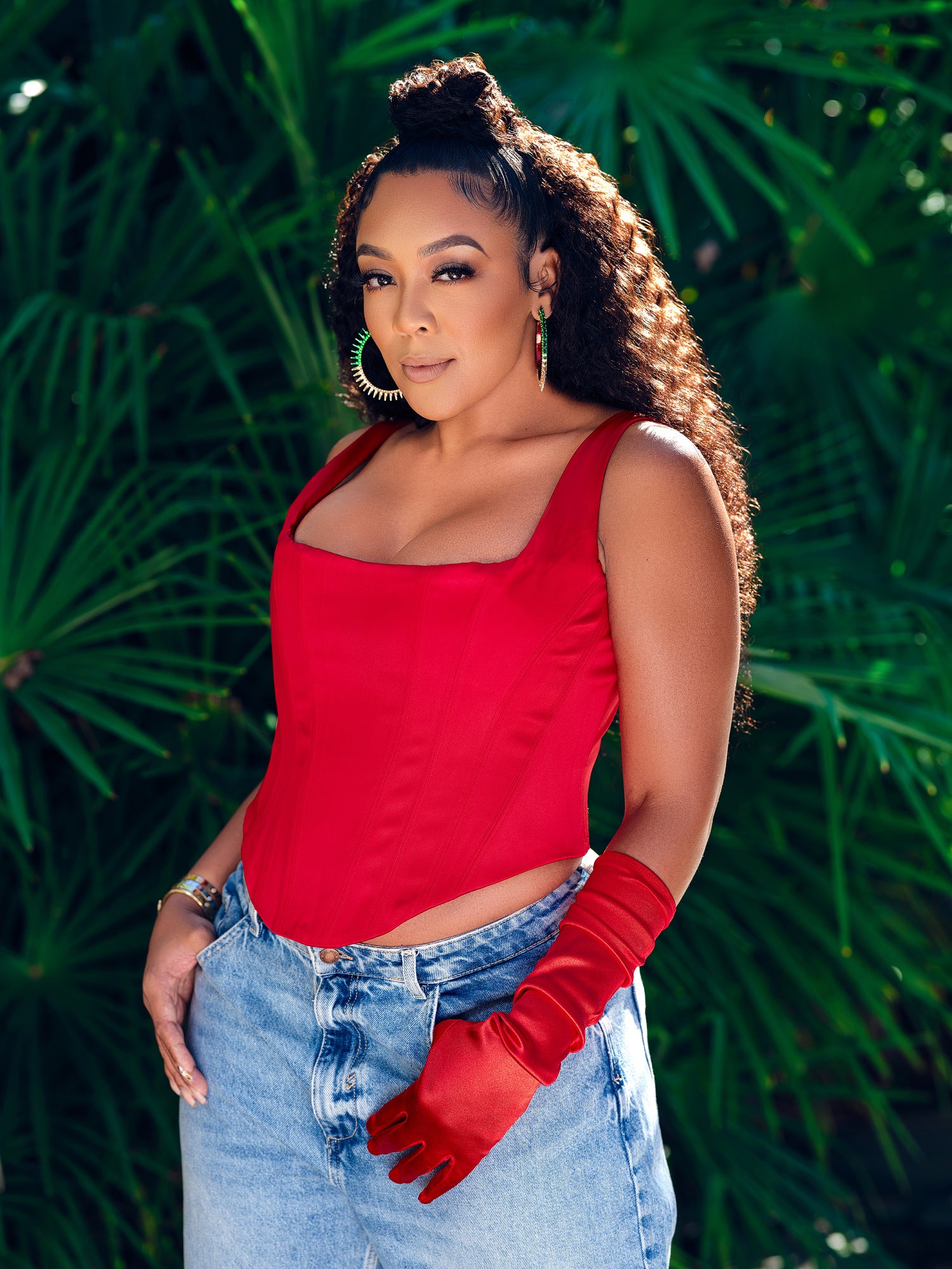 Marley Spike Large Gold Crystal Hoop Statement Earrings - Khadeen Ellis Hoops 2