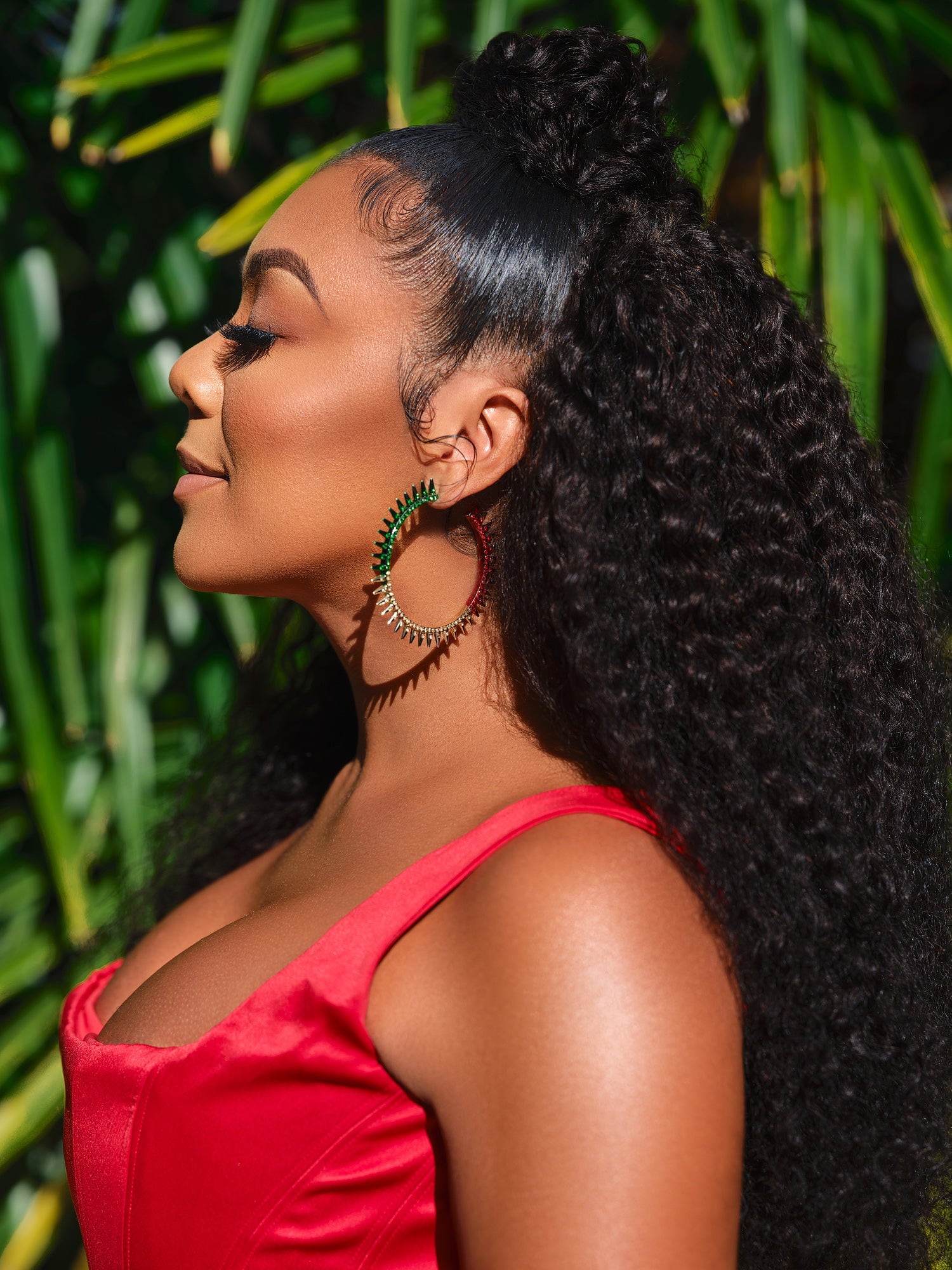 Marley Spike Large Gold Crystal Hoop Statement Earrings - Khadeen Ellis Hoops